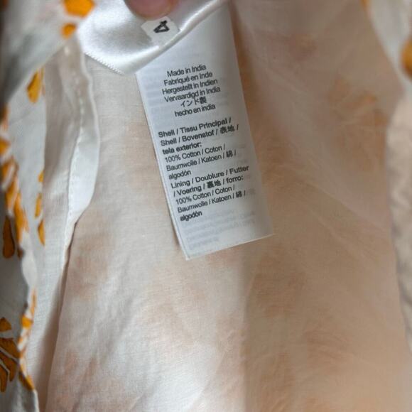 J. Crew Seashell Print Midi Dress Puff Sleeve Size 2 Orange White Resortwear - Picture 14 of 14